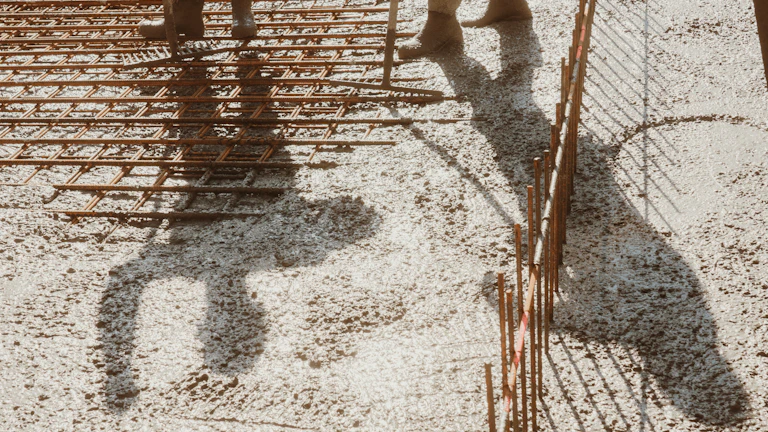 대규모 건설 현장에서 일하는 사람들