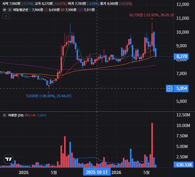 LX홀딩스 주봉 차트
